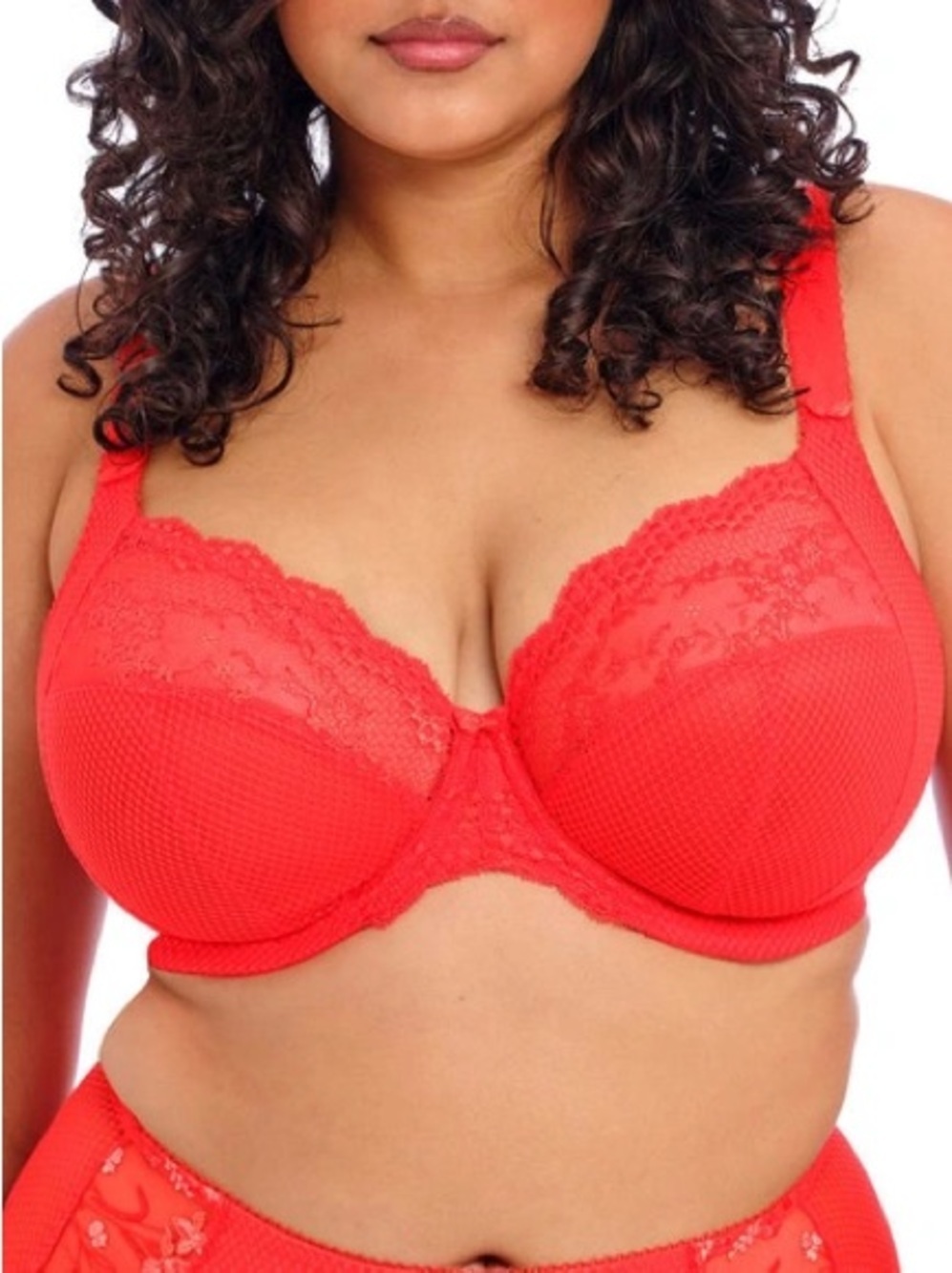 Elomi Charley Lace Plunge Bra J-hook #EL4382 NWT 40I Red Unlined